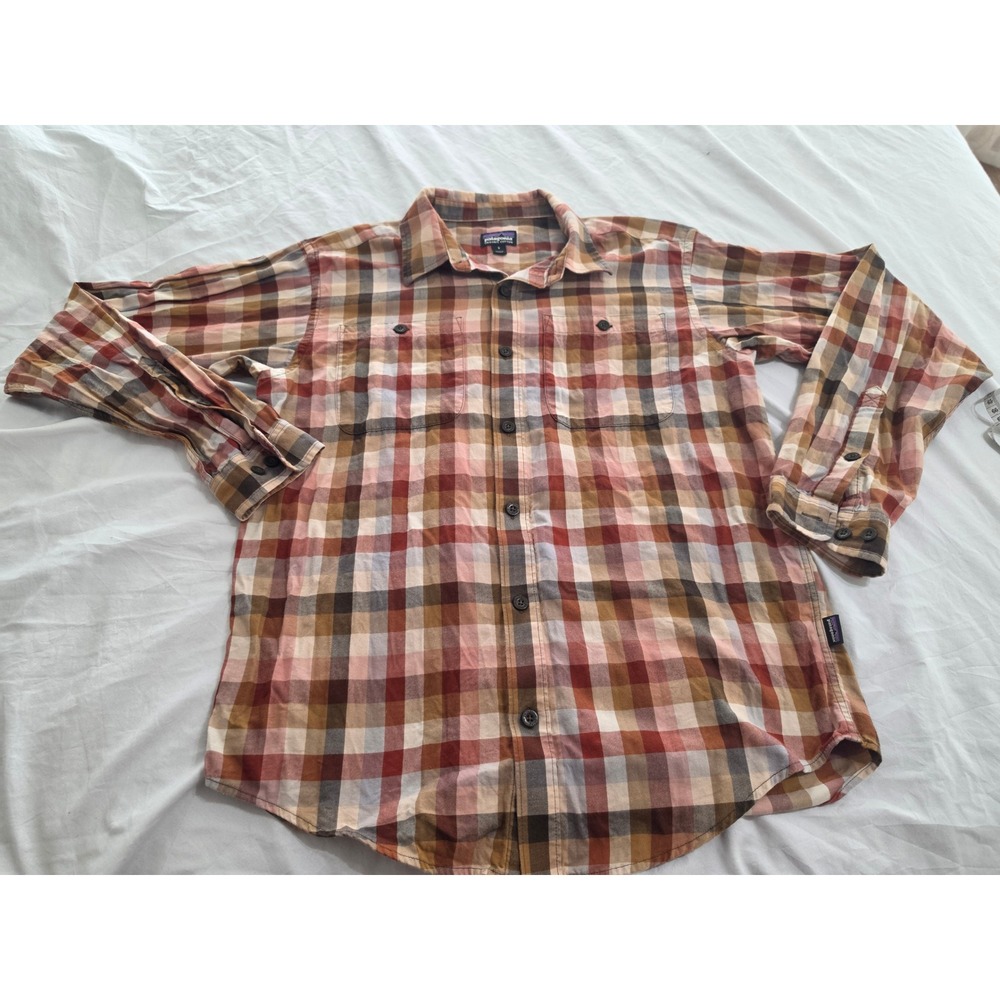 Patagonia Mens Small Organic Cotton Plaid Button Down Shirt Multi Color Check